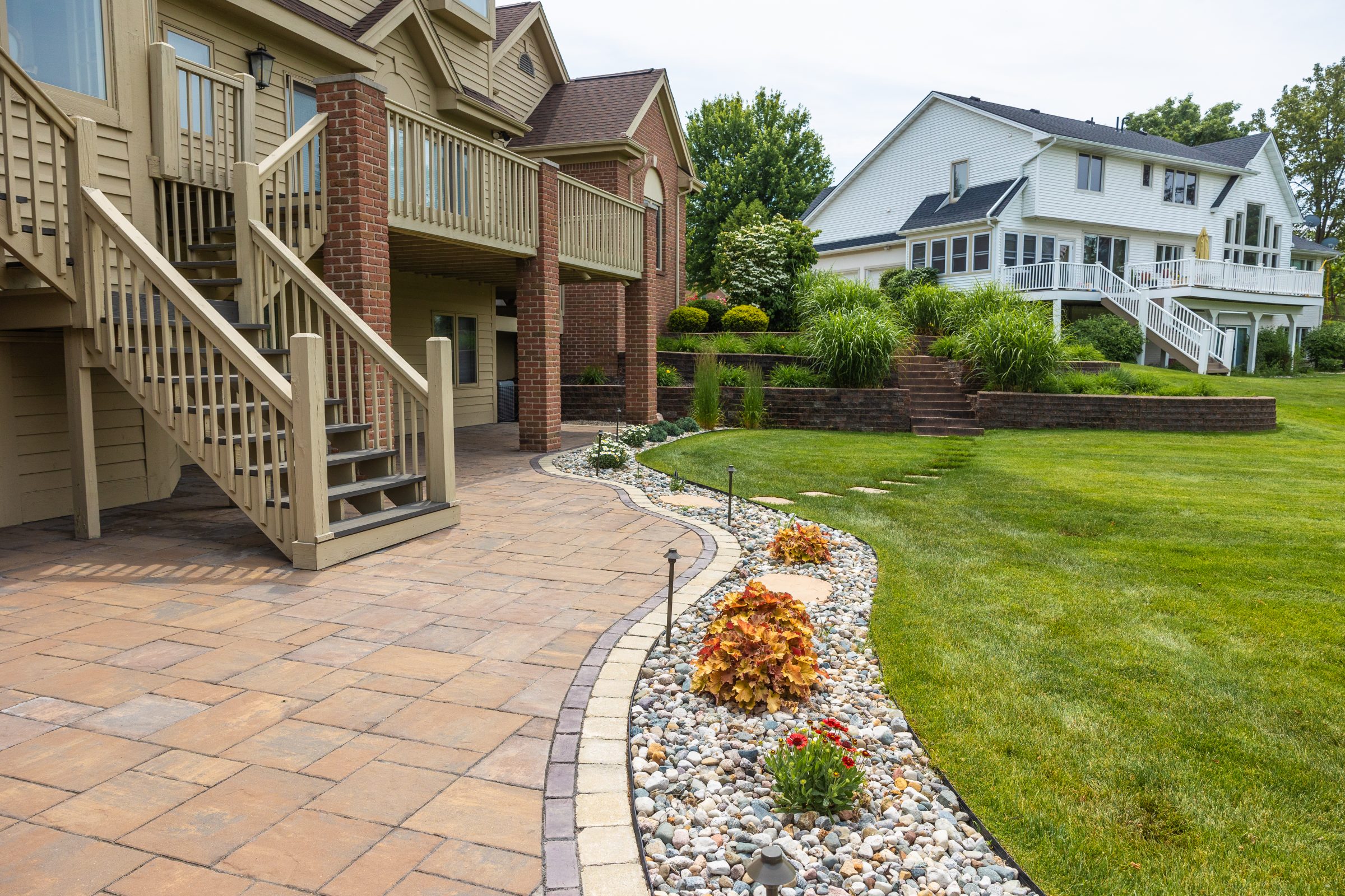 Beautiful backyard with patio and landscaped garden